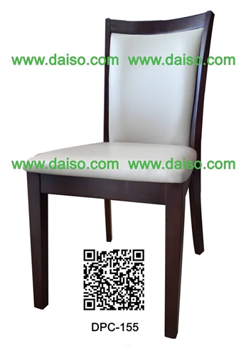 เก้าอี้ไม้ยางพารา / เก้าอี้ทานอาหาร พนักพิงและที่นั่งหุ้มเบาะหนัง DPC-155