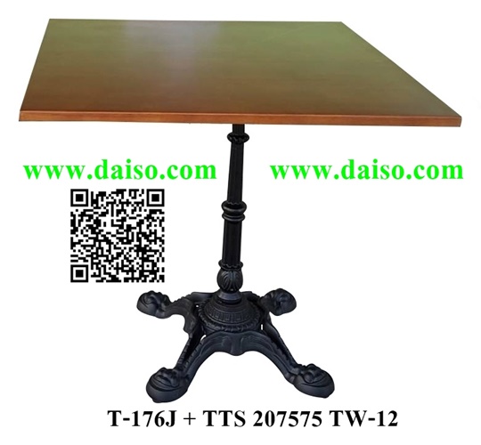 ขาโต๊ะเหล็กหล่อ ทรงโรมันพร้อมหน้าโต๊ะ / โต๊ะรับประทานอาหาร T-176J+TTS-207575 TW-12