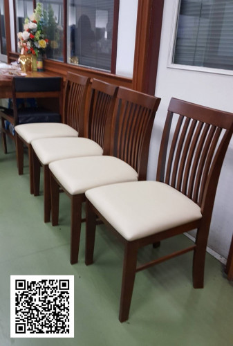 เก้าอี้ไม้ยางพารา ที่นั่งหุ้มเบาะหนังเทียม DPC-014 1