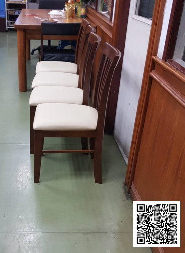 เก้าอี้ไม้ยางพารา ที่นั่งหุ้มเบาะหนังเทียม DPC-014 2