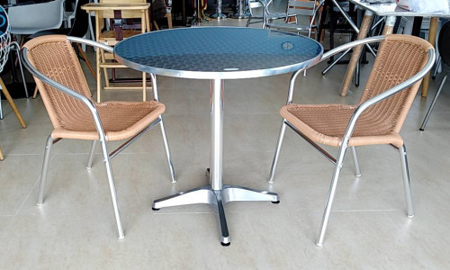 โต๊ะกลมอลูมิเนียม ขา4แฉก/โต๊ะอลูมิเนียมกลม 80 ซม./ T-77 8