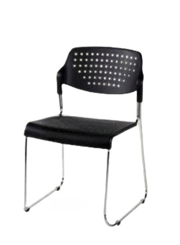 เก้าอี้ที่นั่งพลาสติก PP ขาเหล็กชุบโครเมี่ยม/ เก้าอี้สำนักงาน รหัส DS-196 1