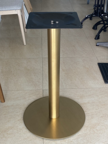 ขาโต๊ะสแตนเลส แฮร์ไลน์ ฐานกลม เสากลม ทำสีทอง รหัส T-217J Gold 8