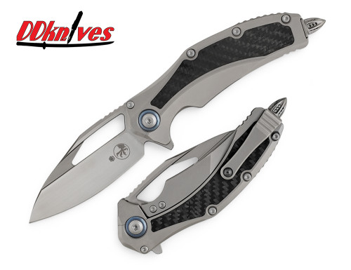 มีดพับ Microtech Matrix Folding Knife Plain Blade, Titanium Handles with Carbon Fiber  (165C-4CFITI)