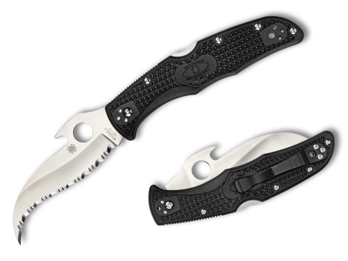 มีดพับ Spyderco Matriarch2 VG10 Serrated Blade with Wave, Black FRN Handles (C12SBK2W)