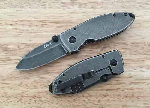 มีดพับ CRKT Lucas Burnley Squid Folding Blackwashed Plain Blade, Stainless Steel Handles (2490KS)