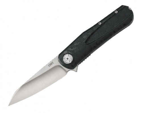 มีดพับ CRKT Mah-Hawk Assisted Flipper Knife D2 Satin Plain Blade, Black GRN Handles (6535)
