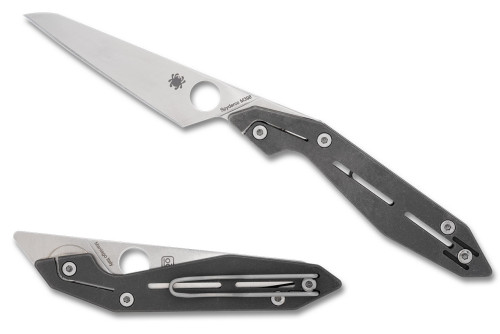 มีดพับ Spyderco NAND Slipit Knife M398 Satin Drop Point Blade, Titanium Handles (C270TIP)