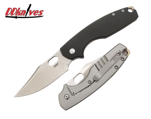 มีดพับ CRKT Pilar IV Folding Knife D2 Satin Clip Point Plain Blade, Black G10 Handles (5321)