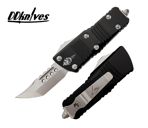 มีดออโต้ Microtech Mini Troodon Hellhound OTF AUTO Knife Stonewash Blade, Black Handles (819-10S)