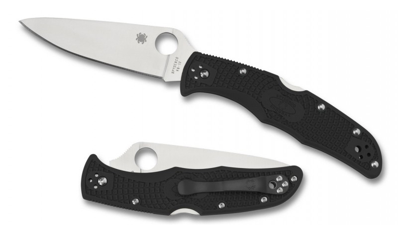 มีดพับ Spyderco Endura Flat Ground VG10 Satin Plain Blade, Black FRN Handles (C10FPBK)