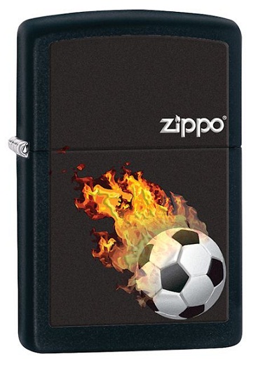 ไฟแช็ค Zippo Soccer Ball In Flames, Black Matte (28302)