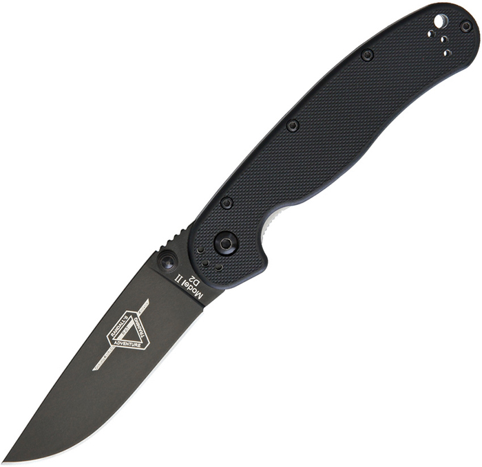 มีดพับ Ontario RAT Model 2 Folding Knife D2 Black Plain Blade, Black Nylon Handles (8830)