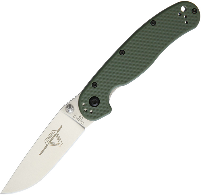 มีดพับ Ontario RAT Model 2 Folding Knife D2 Satin Plain Blade, OD Green Nylon Handles (8828OD)
