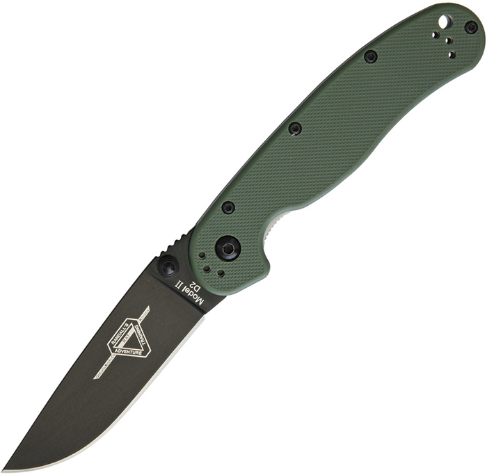 มีดพับ Ontario RAT Model 2 Folding Knife D2 Black Plain Blade, OD Green Nylon Handles (8830OD)
