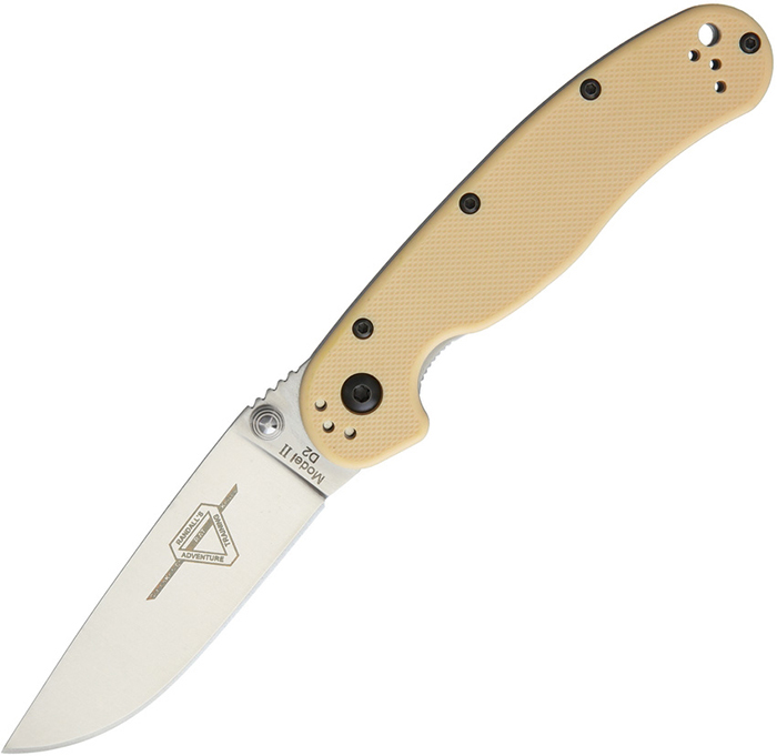 มีดพับ Ontario RAT Model 2 Folding Knife D2 Satin Plain Blade, Desert Tan Nylon Handles (8828DT)
