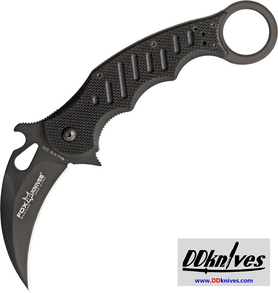 มีดคารัมบิท FOX 479 Folding Karambit Black N690 Plain Blade, G10 Handles (479)