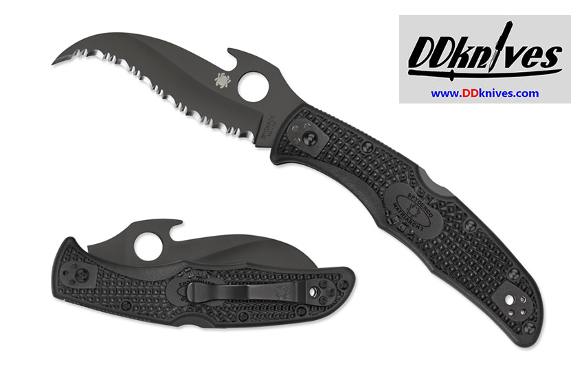 มีดพับ Spyderco Matriarch 2 Black VG10 Serrated Blade with Wave, Black FRN Handles (C12SBBK2W)