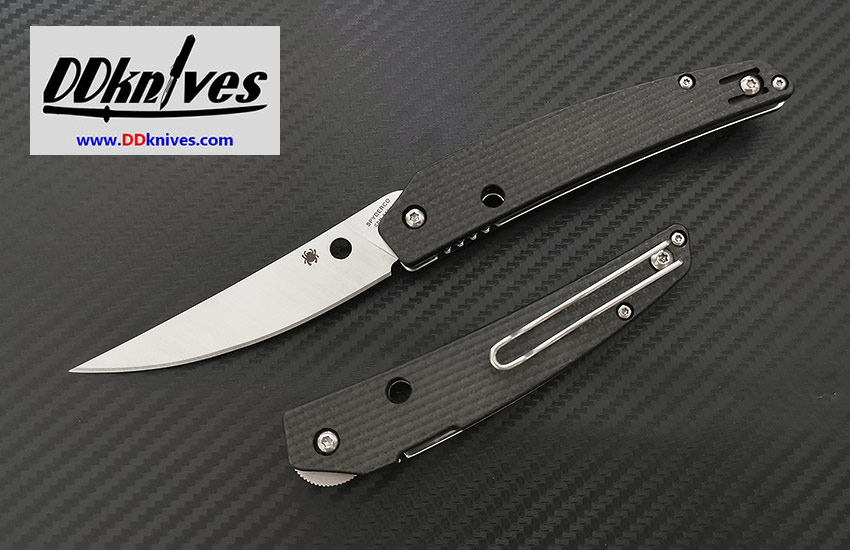 มีดพับ Spyderco Ikuchi Flipper Knife S30V Satin Plain Blade, Carbon Fiber/G10 Handles (C242CFP)