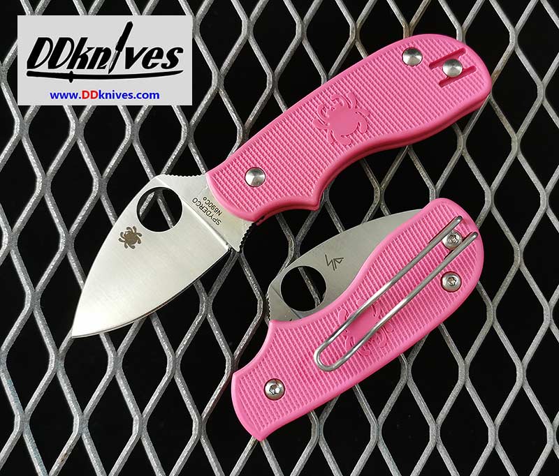 มีดพับ Spyderco Squeak Folding Knife N690CO Blade, Pink FRN Handles (C154PPN)