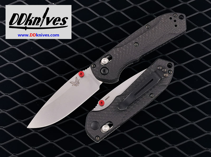 มีดพับ  Benchmade Mini Freek Folding Knife S90V Satin Plain Blade, Carbon Fiber Handles (565-1)