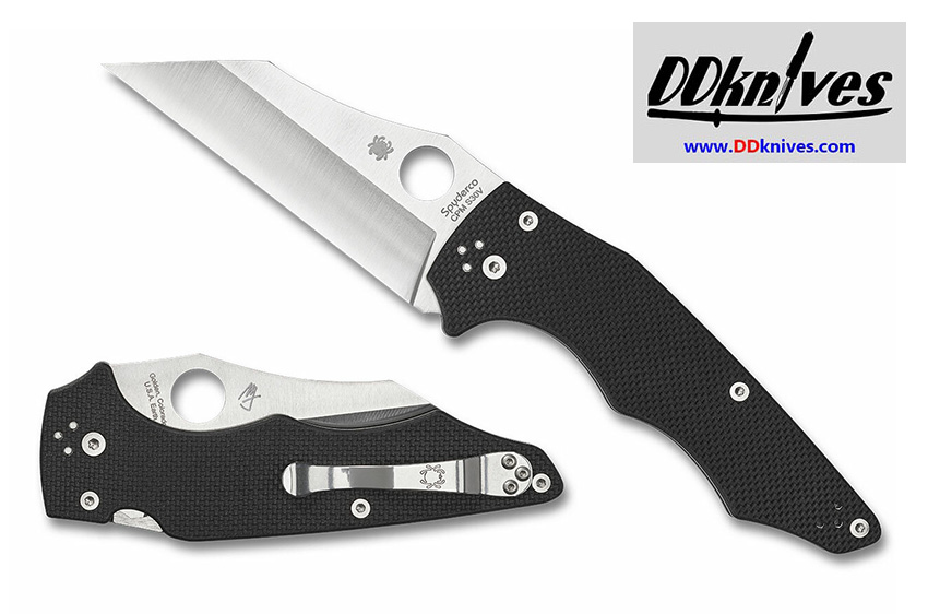 มีดพับ Spyderco YoJumbo Folding Knife S30V Satin Plain Blade, Coarse Black G10 Handles (C253GP)