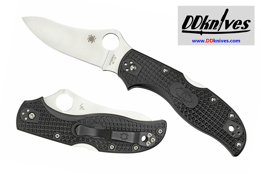 มีดพับ Spyderco Stretch 2 Folding Knife VG10 Satin Plain Blade, Black FRN Handles (C90PBK2)