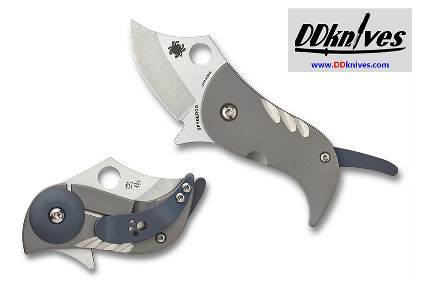 มีดพับ Spyderco Pochi Folding Knife CPMS45VN Satin Plain Blade, Titanium Handles (C256TIP)