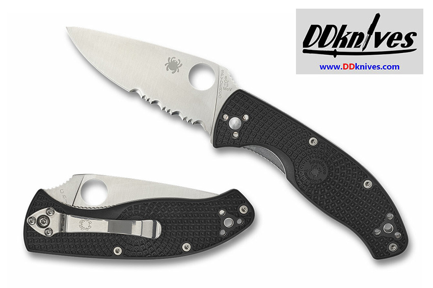 มีดพับ Spyderco Tenacious  Lightweight Folding Knife Satin Combo Blade, Black FRN Handles (C122PSBK)