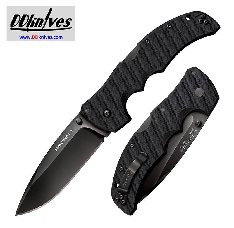 มีดพับ Cold Steel Recon 1 Spear Point S35VN Black DLC Plain Blade, Black G10 Handles (27BS)
