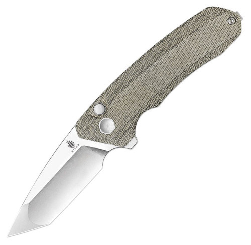 มีดพับ Kizer Mad Tanto Button Lock Knife 154CM Stonewash Blade, Green Micarta Handles (V4602C2)