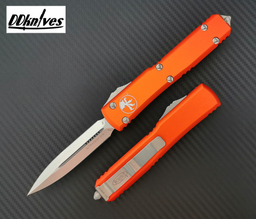 มีดออโต้ Microtech Ultratech D/E OTF Automatic Knife Stonewash Blade, Orange Handles (122-10OR)