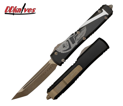 มีดออโต้ Microtech Ultratech T/E OTF Auto Knife Molon Labe Bronze Blade, Black Handles (123-13MLS)