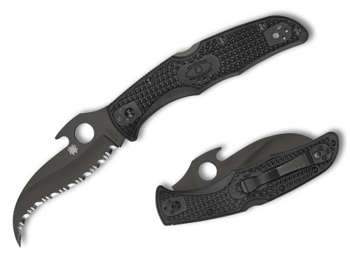 มีดพับ Spyderco Matriarch 2 Black VG10 Serrated Blade with Wave, Black FRN Handles (C12SBBK2W)
