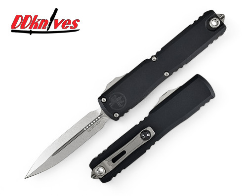 มีดออโต้ Microtech Ultratech ZBP OTF Auto Knife Stonewash Blade, Black Aluminum Handles (1122-10)