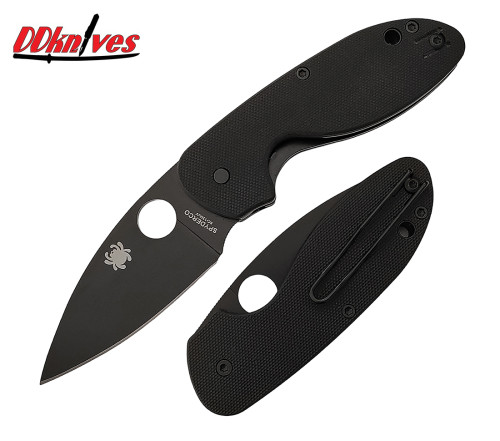 มีดพับ Spyderco Efficient Folding Knife Black Oxide Plain Blade, Black G10 Handles (C216GPBBK)