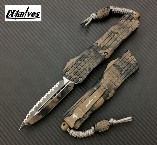 มีดออโต้ Microtech Combat Troodon D/E OTF Knife Frag Coyote Camo Cerakote Full Serrated (142-3FRCCS)