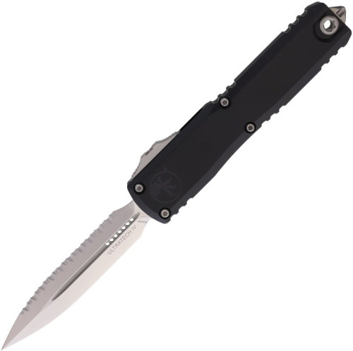 มีดออโต้ Microtech Ultratech D/E Gen IV Auto Knife Stonewash Blade, Black Aluminum Handle (11224-12)