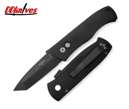 มีดออโต้ Pro-Tech Emerson CQC7 AUTO Knife 154CM Black DLC Blade, Black Aluminum Handles (E7T03)