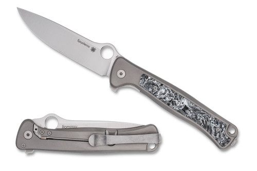 มีดพับ Spyderco Slym M390 Blade, Gray PVD Titanium with Polar Dark Matter FatCarbon Inlay (C271TIP)