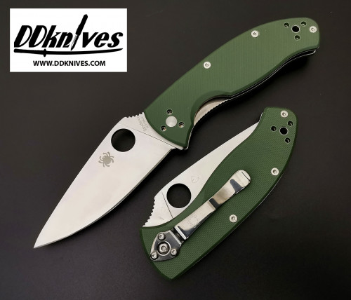 มีดพับ Spyderco Tenacious Folding Knife Satin Plain Blade, Green G10 Handles (C122GPGR)