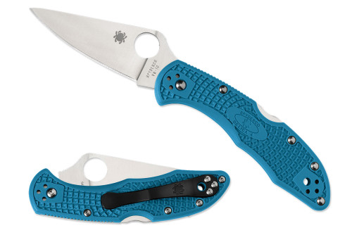 มีดพับ Spyderco Delica Flat Ground Blue (C11FPBL)