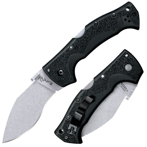 มีดพับ Cold Steel Rajah III Folding Knife AUS-10A Stonewashed Blade, Griv-Ex Handles (62JM)