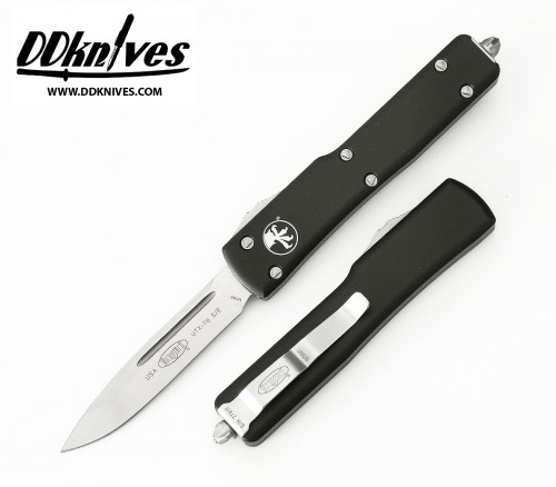 มีดออโต้ Microtech UTX-70 S/E OTF Automatic Knife Stonewash Blade, Black Handles (148-10)