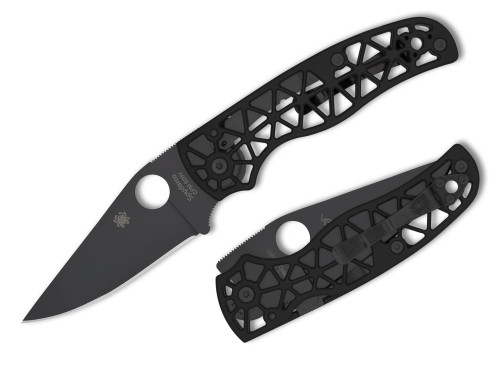 มีดพับ Spyderco Edgerati Folding Knife CPM-S30V Black DLC Plain Blade, Black Aluminum (C266BKALBKP)