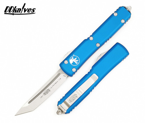 มีดออโต้ Microtech Ultratech T/E OTF Automatic Knife Stonewash Blade, Blue Handles (123-10BL)