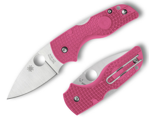 มีดพับ Spyderco Lil' Native Lightweight CTS-BD1N Satin Plain Blade, Pink FRN Handles (C230PPN)