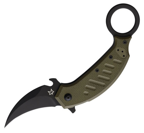 มีดคารัมบิท Fox Pikal Liner Lock Folding Karambit N690Co Black Blade, OD Green G10 Handles (826OD)