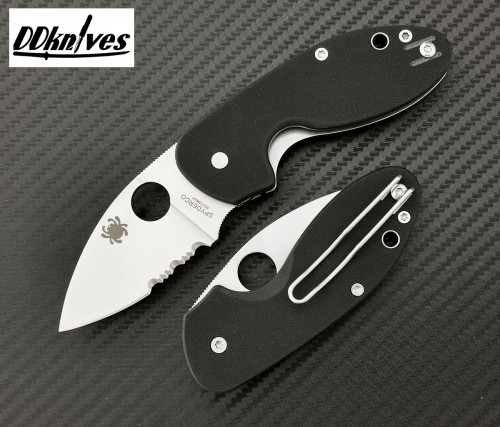 มีดพับ Spyderco Insistent Folding Knife Satin Combo Blade, Black G10 Handles (C246GPS)