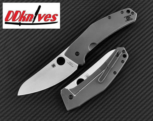 มีดพับ Spyderco SpydieChef Folding Knife LC200N Satin Plain Blade, Gray Titanium Handles (C211TIP)